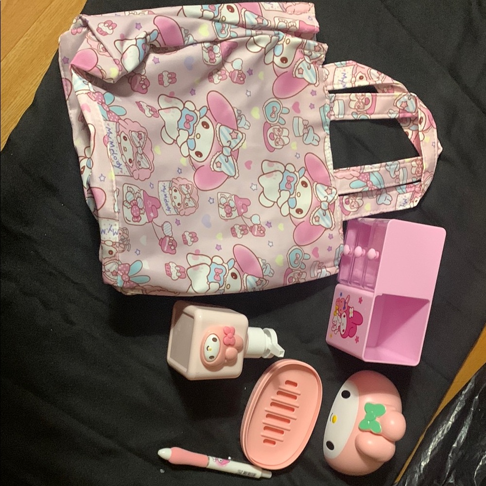 Cute Pink Character Tote and Accessories Set